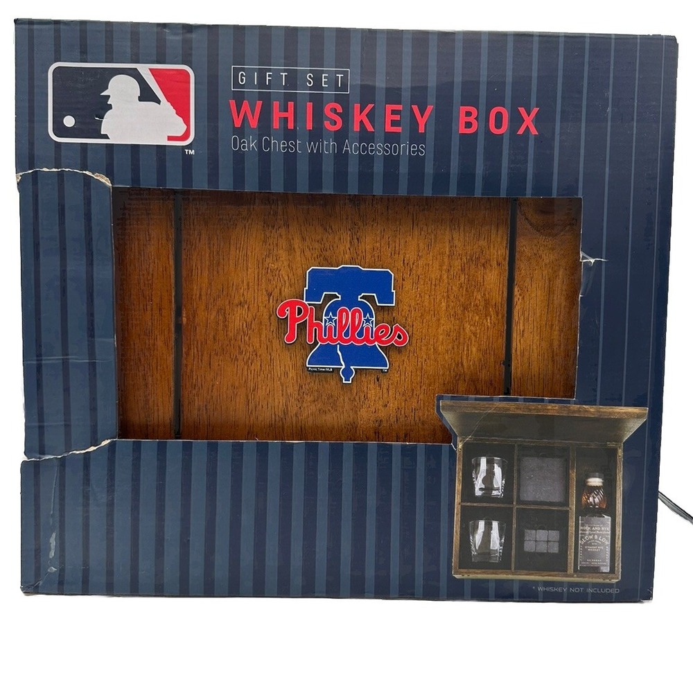 Philadelphia Phillies Whiskey Box Set Great Baseball Fans‎ Wood Gift Set